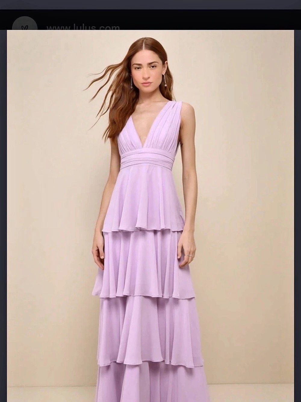 Lulus Amazing Evening Lavender Tiered Maxi Dress Purple Small NWT
